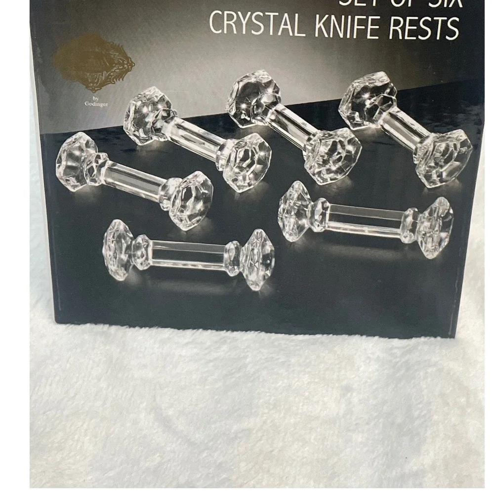 Shannon Crystal by Godinger Set of 4 Crystal Knife Rests 3581 Clear Faceted